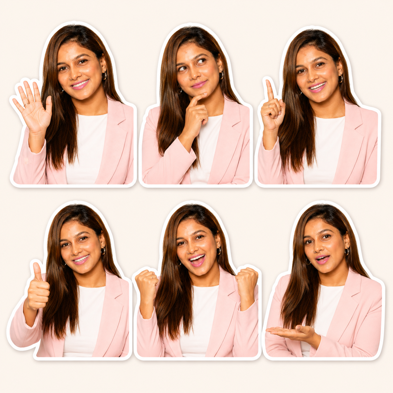 Six playful expressions and gestures by Anubama